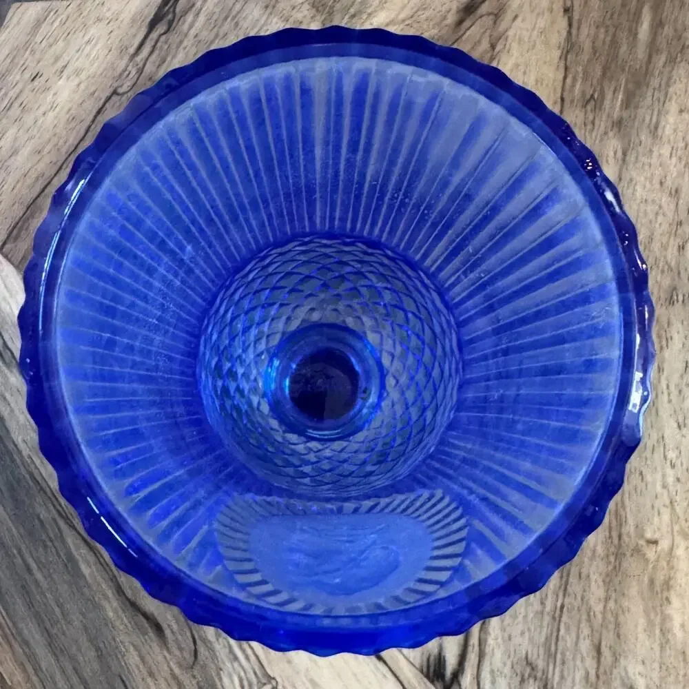 Vintage Avon Fostoria Martha Washington Cobalt Blue Glass Goblet Candle Holder
